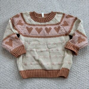 Wild wawa Heart Patterned Sweater - Cream and Brown neutrals